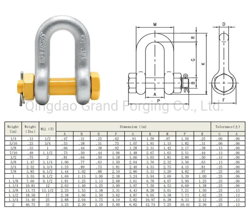 Rigging Hardware Forging Parts Us Type G210 G209 G2150 G2130 Die Forging Marine Carbon Steel Forged Chain Lifting Shackle D Shackle Bow Shackle Anchor Shackle