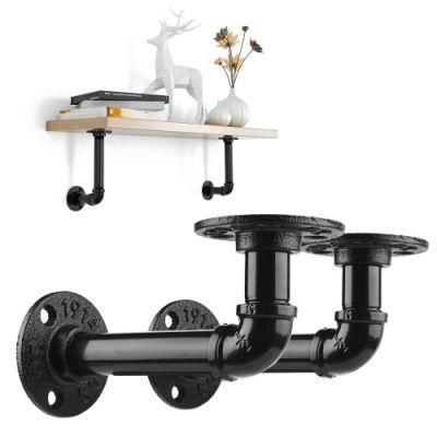 DIY Industrial Furniture Shelf Bracket with 3/4inch Black Color Water Pipe Flange
