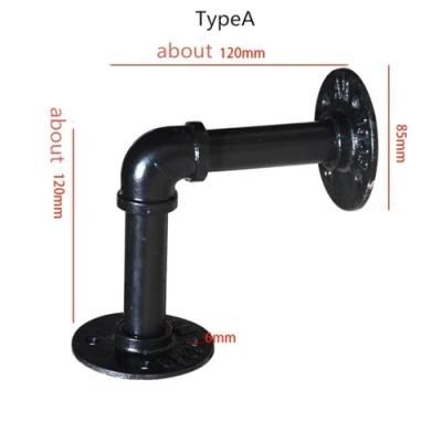 Black Color Rustic Pipe Floating Shelf Brackets