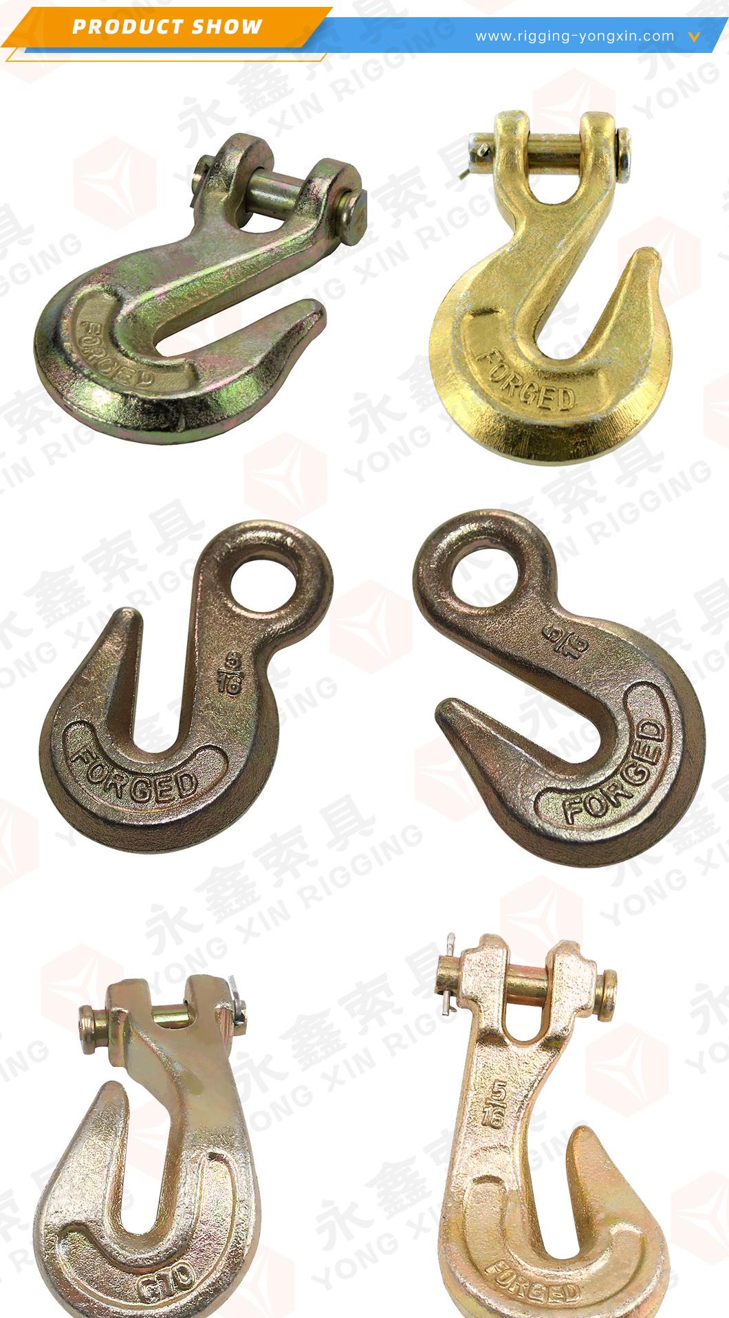 China Manufacturer G70 Galvanized Drop Forged Carbon Steel Us Type H330 Chain Lifting Clevis Grab Hook