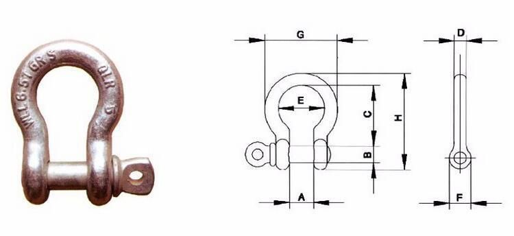 Us Type Rigging Forged Bow Shackle/ Anchor Shackle Rigging Hardware