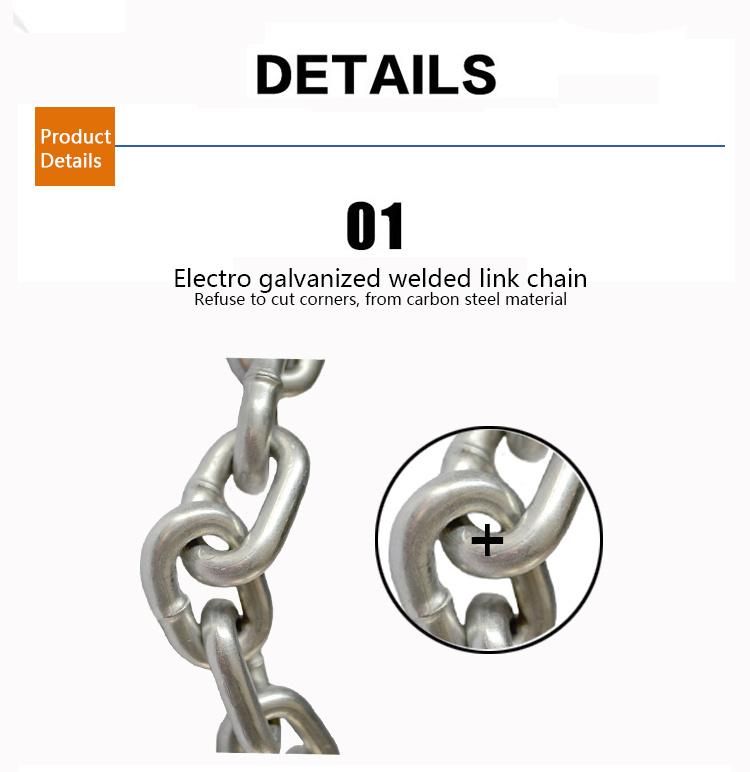 G30 Zinc Plated Welded Iron Link Chain DIN5685c Long Link Chain DIN5685A/DIN766/DIN5686 Korean Standard Short Link Chain