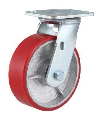 Top Plate PU on Cast Iron Casters Wheels Swivel