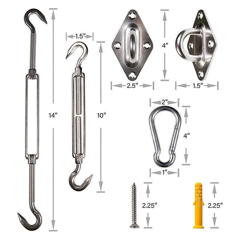 Fixing Accessory Stainless Steel Rigging Hardware Quich Link Sun Shade Sail Mount Handrail Kit Sunshade Stainless Steel Swivel Eye Yoga Swing Snap Hook