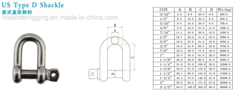 Home Hardware Stainless Steel304/316 Bow Shackle of Fastener