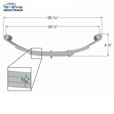 3 Leaves 1 3/4&quot; Wide - 1, 250 Lbs. Capacity 25 1/4&quot; Double Eye Leaf Spring