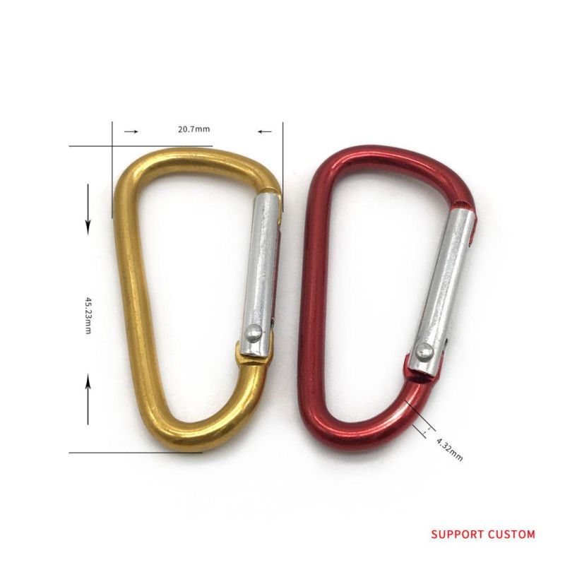 China Wholesale Custom Logo Small Lock Climbing Keychain Snap Hook Safety Heavy Duty Metal Spring Clip Hook Aluminum Carabiner