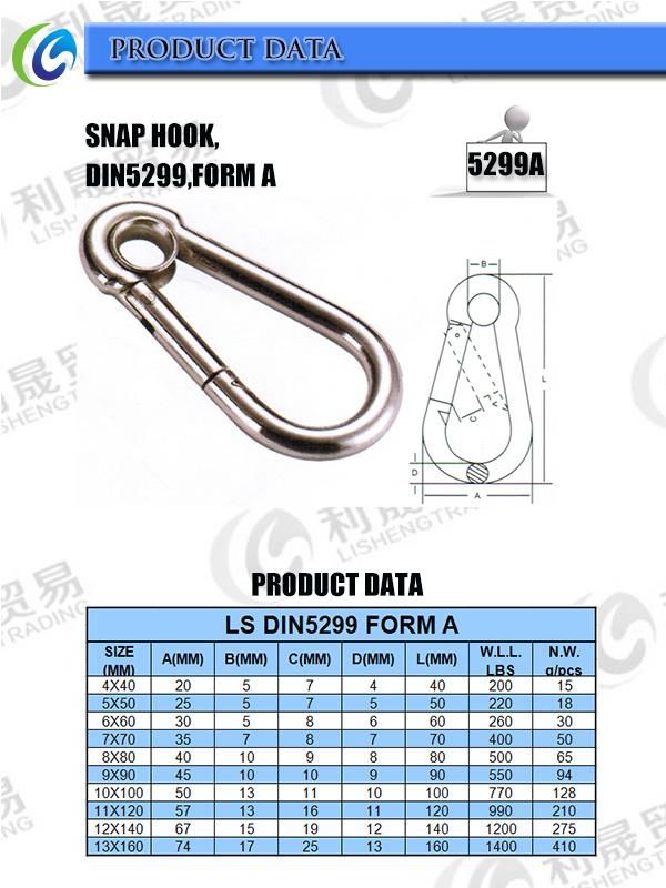DIN5299A Carabiner Spring Snap Hook