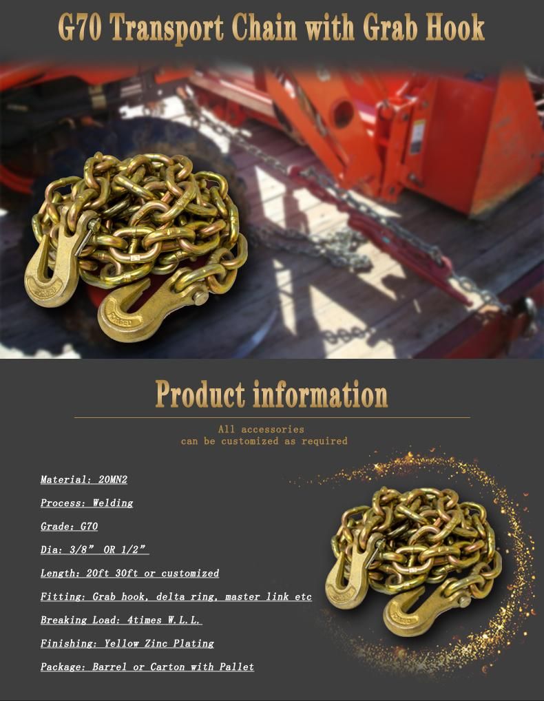 G70 Alloy Steel Transport Binder Chain with Clevis Hook