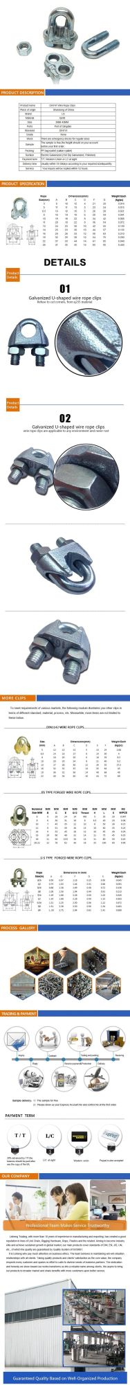 Hardware Riggings DIN 741 Galv Malleable Iron Wire Rope Clips
