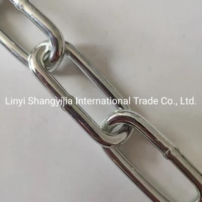 Zinc Plated Grade30 Deburred Fettled Smooth Welding Chain DIN5685c DIN763 Long Link Chain