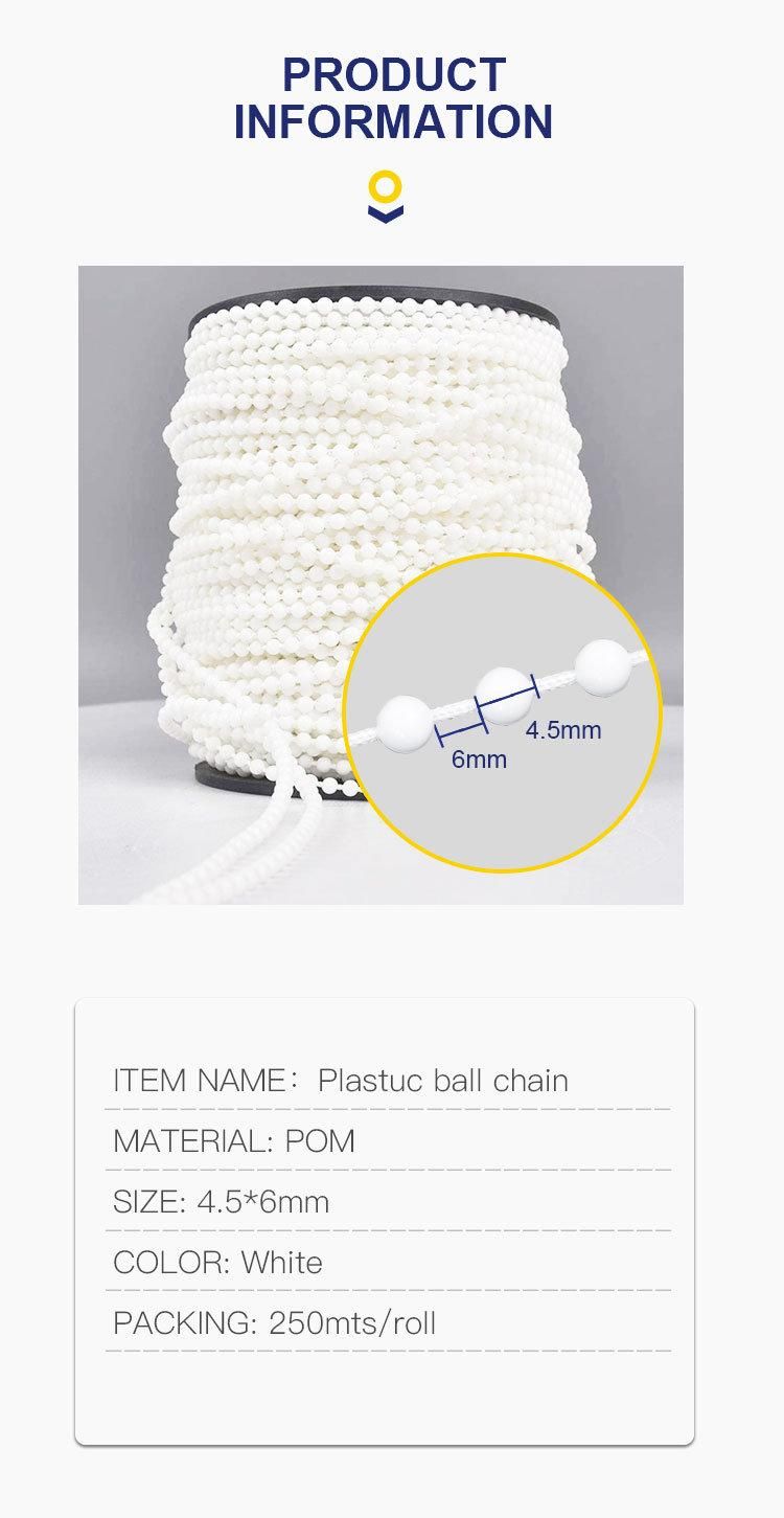 4.5mm White POM Factory Curtain Roller Plastic Ball Chain