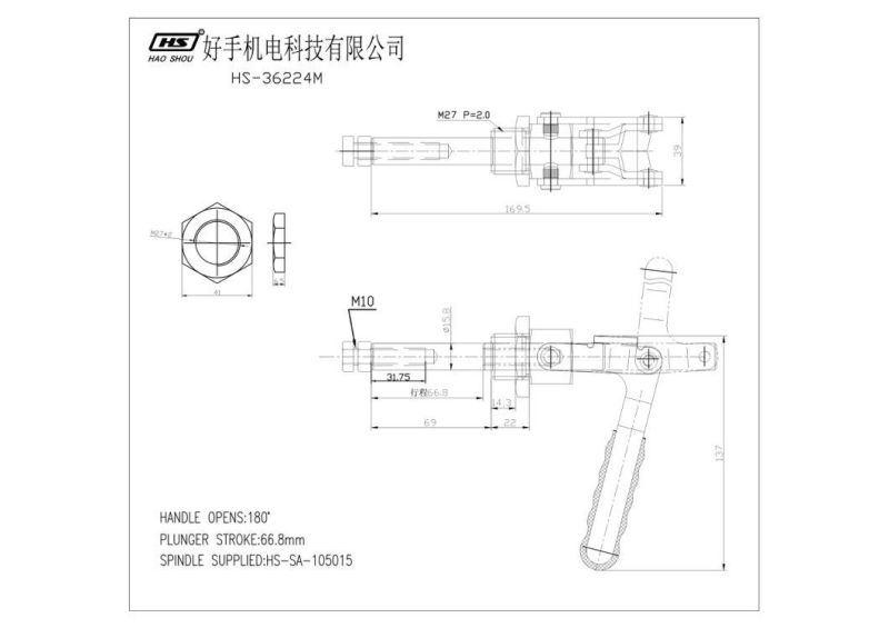 Hot Sale Various Types Toggle Clamps Stainless Steel Push Pull Toggle Clamp Heavy Duty HS-36224m for Car Parts