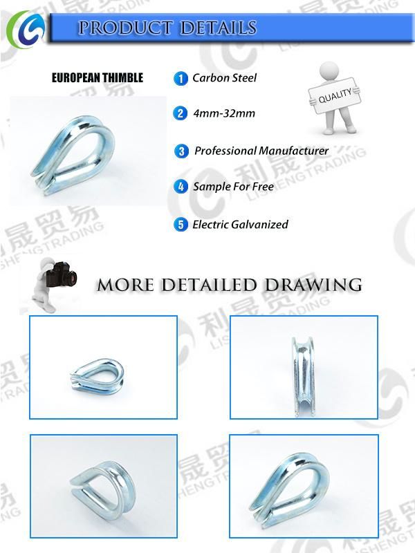 European Type Galvanized Wire Rope Round Thimble