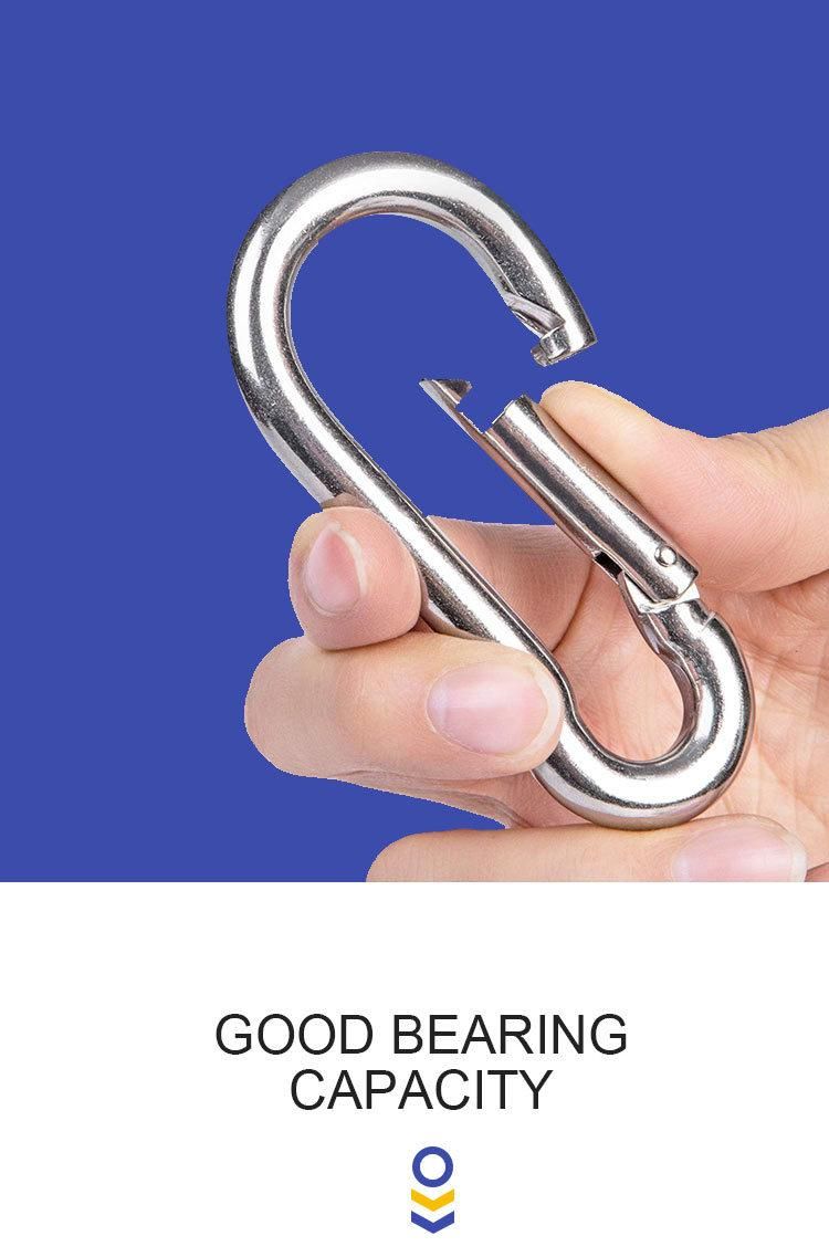 40mm Stainless Steel Simple Electro Wire Rope Snap Hook Carabiner Hook with Spring