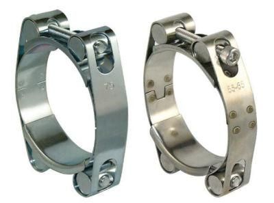 Double Bolts Heavy Duty Hose Clamp, Galvanized Iron or Stainless Steel