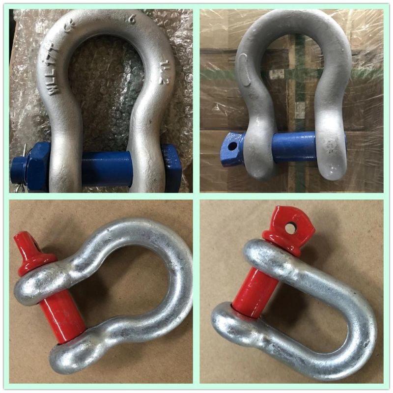 Rigging Hardware Electric/Hot DIP Galvanized Forged Carbon/Alloy/Stainless Steel G209/210/2130/2150 Screw Pin Anchor Bow Shackle with Painted Bolt for Lifting