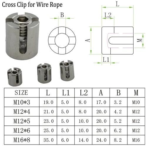 Stainless Steel Cross Clip Wire Rope Clamp for Marine Grade SUS316 Trellis Systems Green Wall Cable Cross