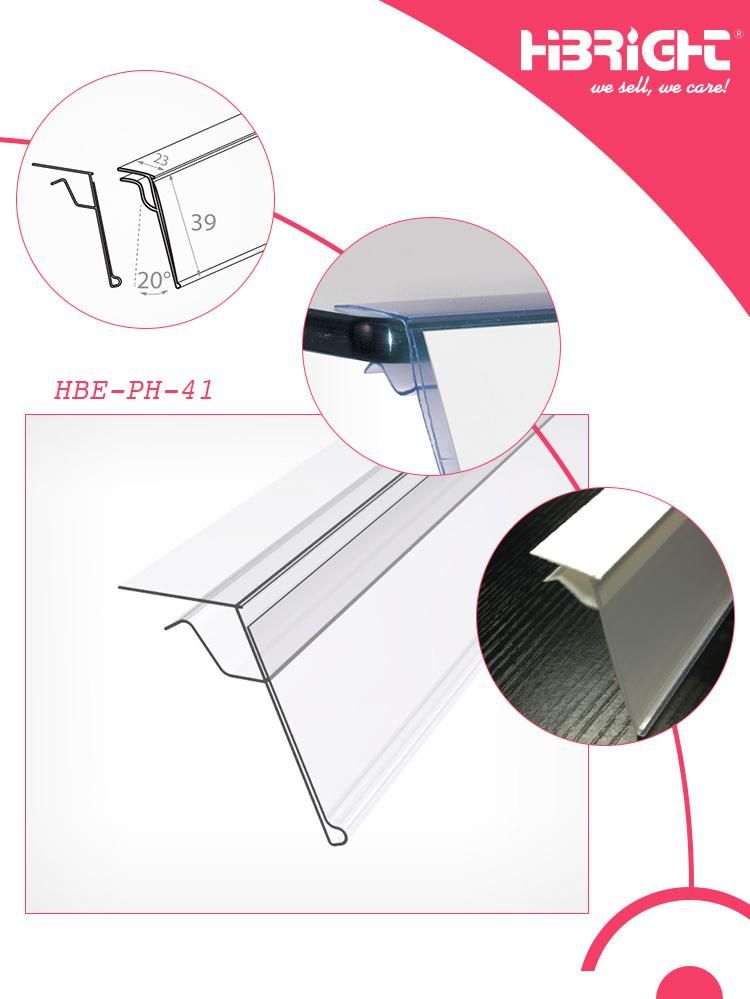 Transparent Plastic PVC Supermarket Shelf Price Tag for Shelves