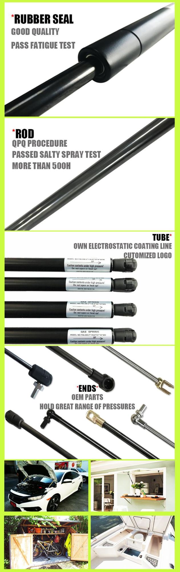 Custom Color Car Gas Spring Lift Support Auto Bonnet Gas Strut for Honda Odyssey Sg126007