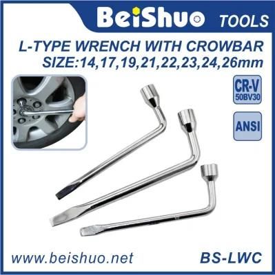 L-Type Wheel Nut Socket Wrench with Crowbar