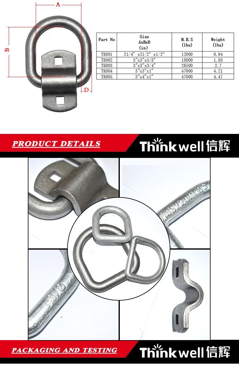Forged Steel Lashing D Ring with Clamp