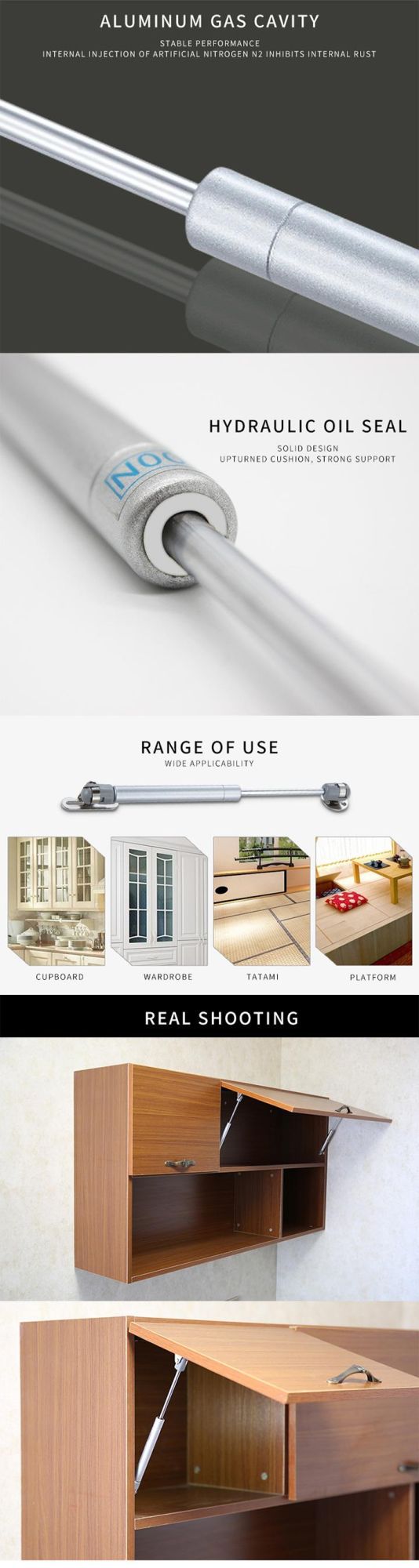 Furniture Hardwaresmall Metal Gas Spring Struts for Different Applications Hidden in The Furniture Bed
