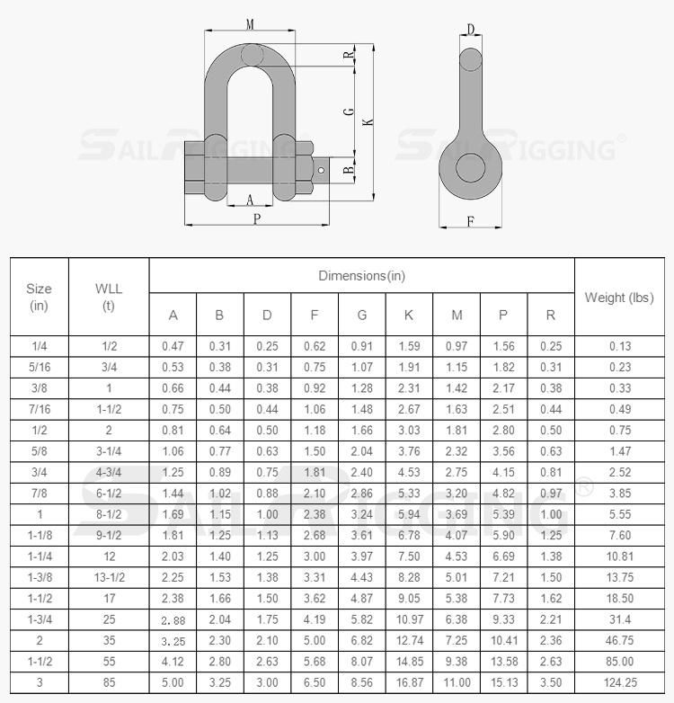 G-2150 Us Bolt Type Chain Shackle, Dee Shackles with Safety Bolt Pin