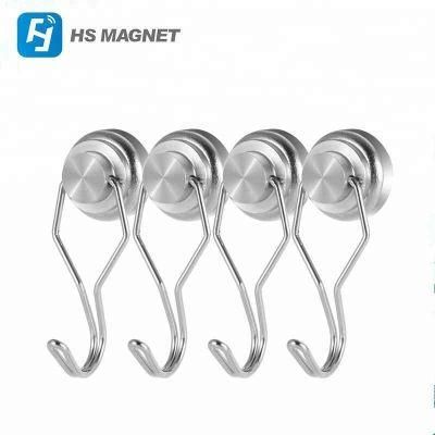 30lbs Magnetic Hooks Rotating Swivel Swing Strong Neodymium Magnet Hooks