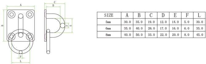 304 316 Stainless Steel Square Pad Eye Plate with Ring