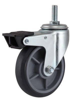 Threaded Stem Swivel with Dual Brake TPR Casters Wheels