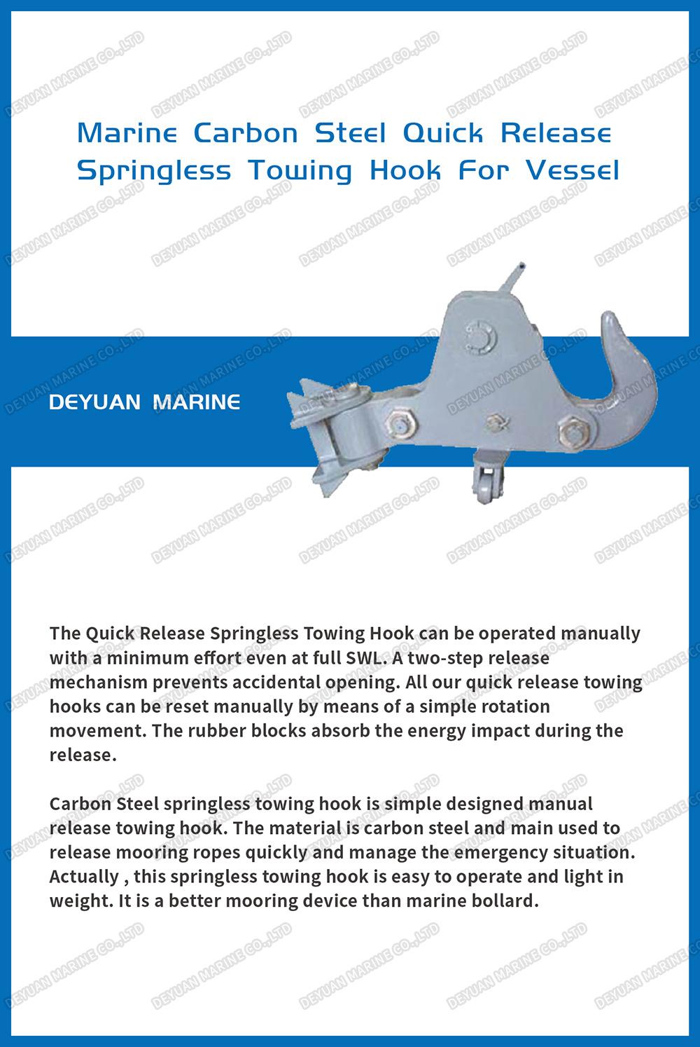 Carbon Steel Quick Release Springless Towing Hook for Vessel