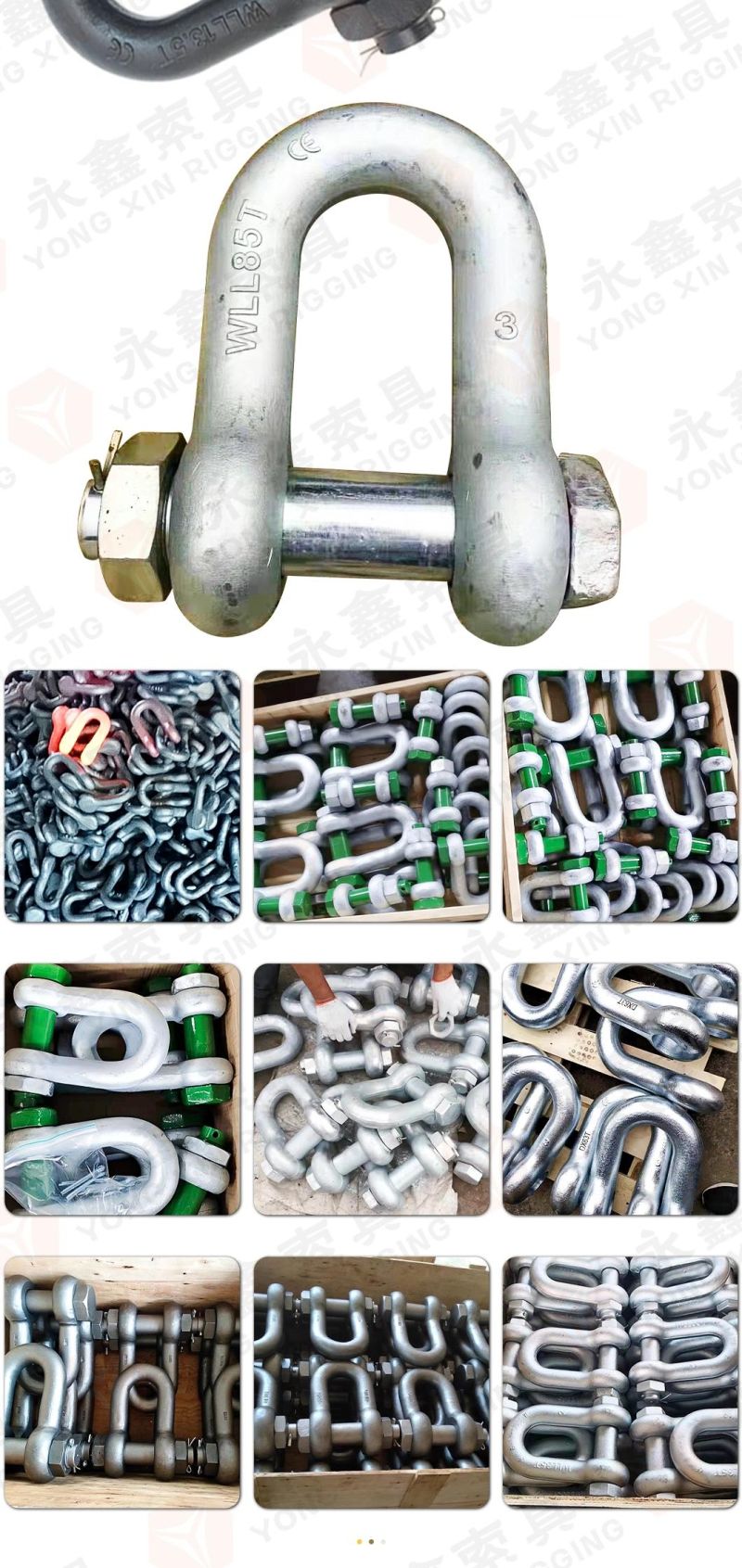 Custom Galvanized Bolt G2150 D Shackle for Rigging Hardware