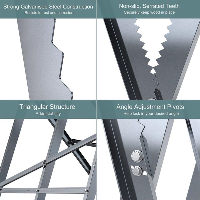 Height Adjustable Sawhorse with Serrated Teeth for Log Firewood and Timber