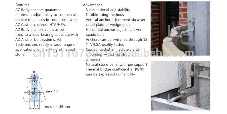 Z Bracket for Marble Cladding Fixing System