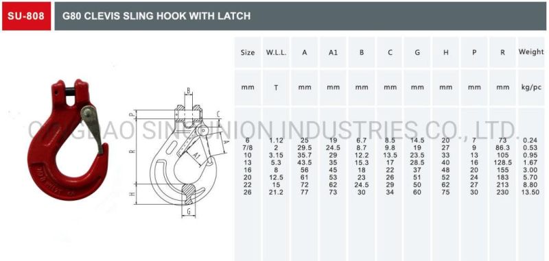 G80 Clevis Sling Hook with Latch