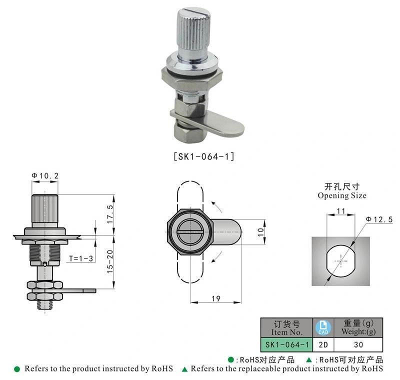 Sk1-064-1 Mini Cabinet Push Button Finger Cam Lock