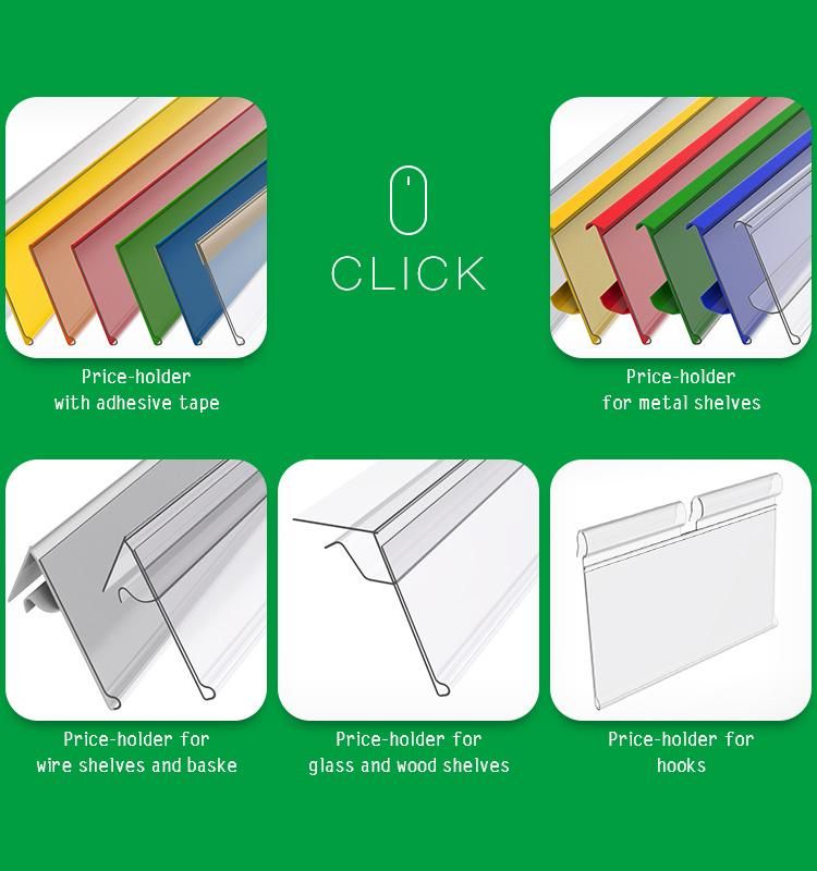 Supermarket Plastic Shelf Price Tag Holder Data Strips