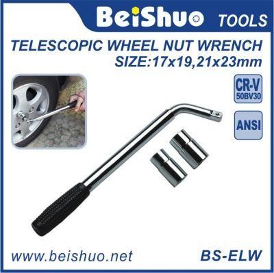 Extendable Telescopic Lug L-Type Wheel Brace Wrench with Socket