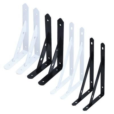 8-16 Inch White/Black Multifunction Wall Mount Right Angle Triangle Shelf Brackets