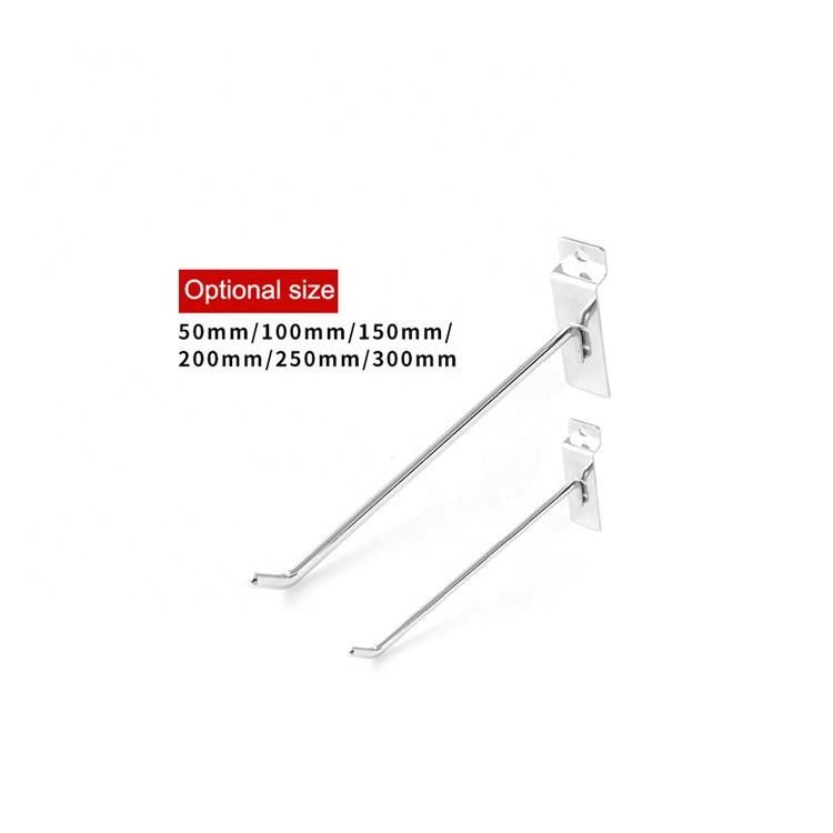 300mm Slatwall Display Hook for Supermarket Metal Chrome Slat Wall Display